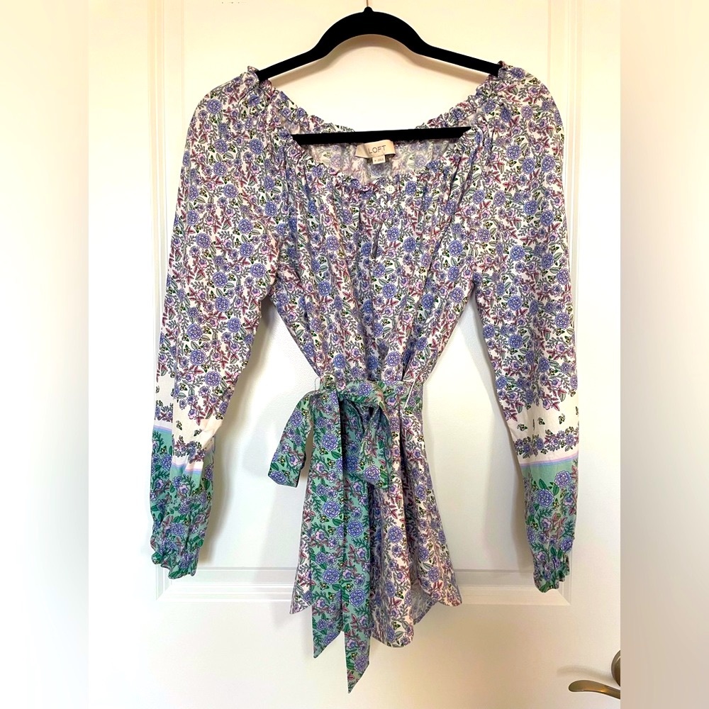 LOFT Floral Peasent Blouse